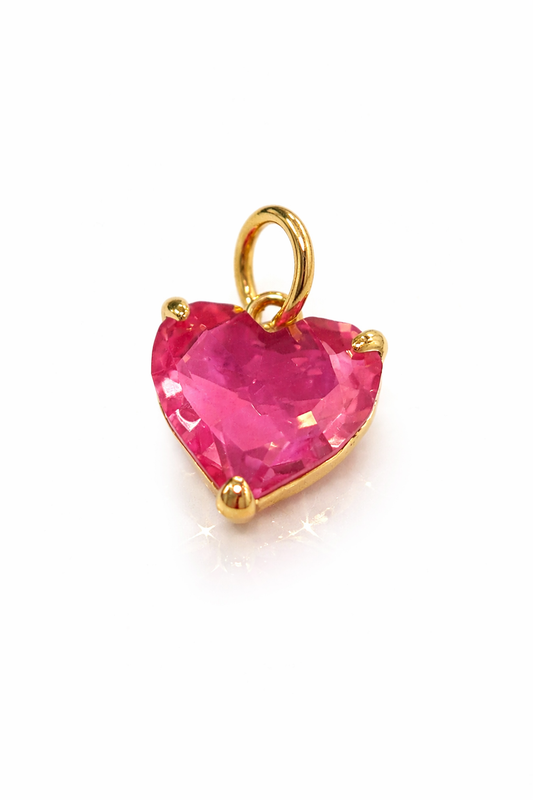DIJE CORAZON DE CRISTAL TONOS ROSA DISEÑO TRAMADO ATRAS