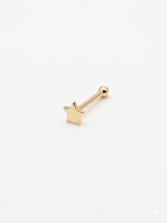 Piercing nariz con estrellas S, Oro 10K, individual