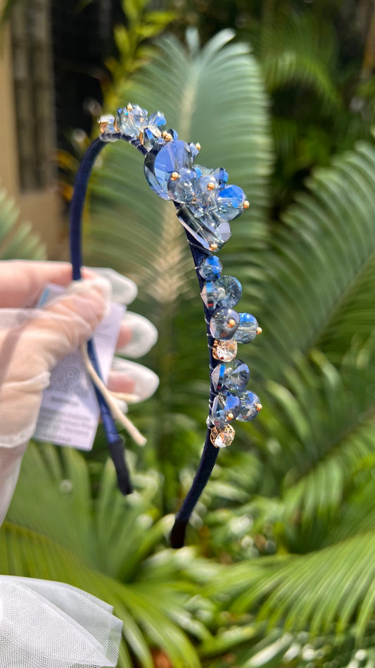 Diadema delicada de cristales azul 02221