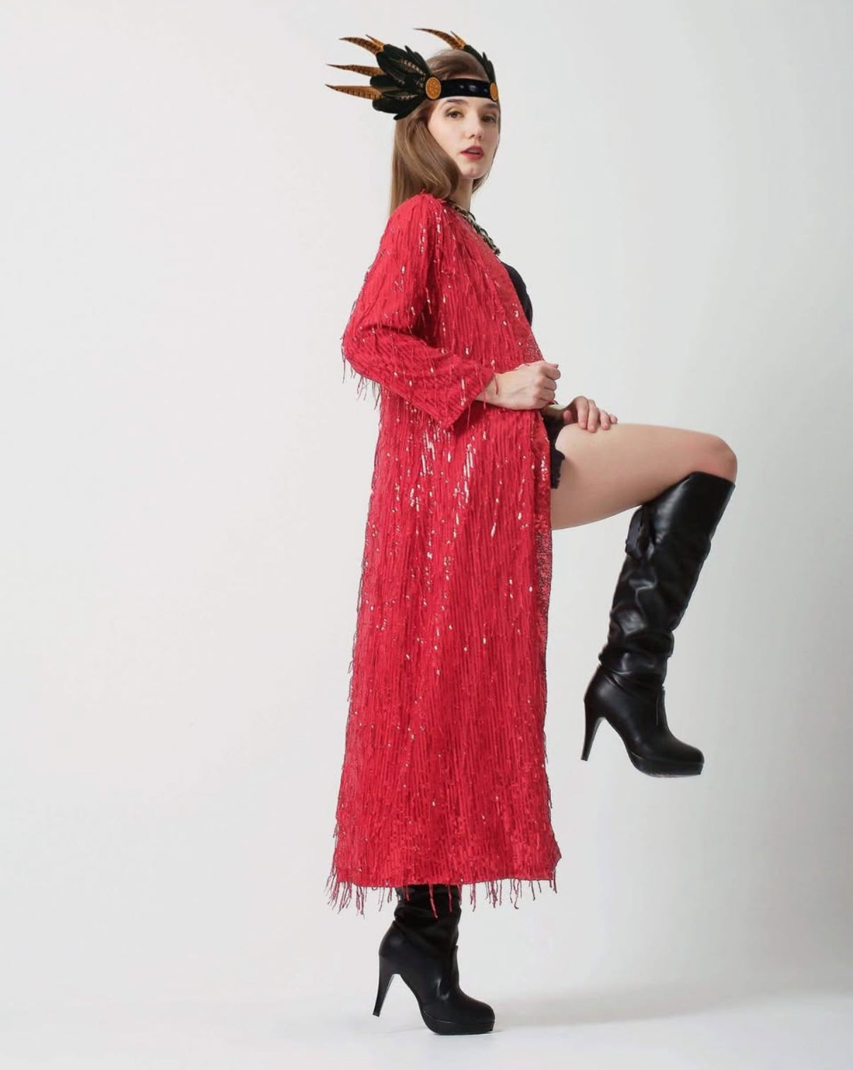 Red Sequin Kimono