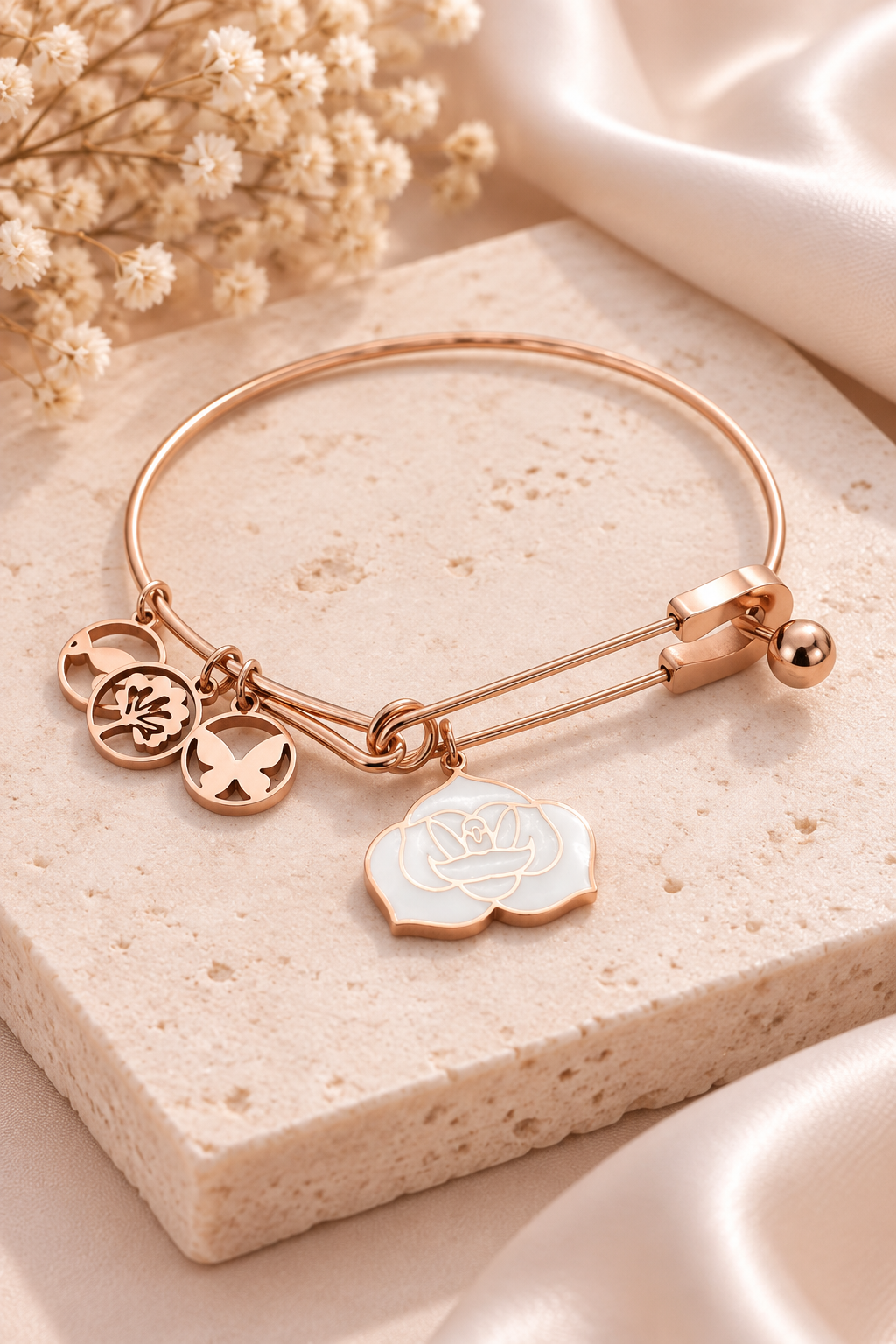 Pulsera Flor del Espiritu Santo Rose Gold