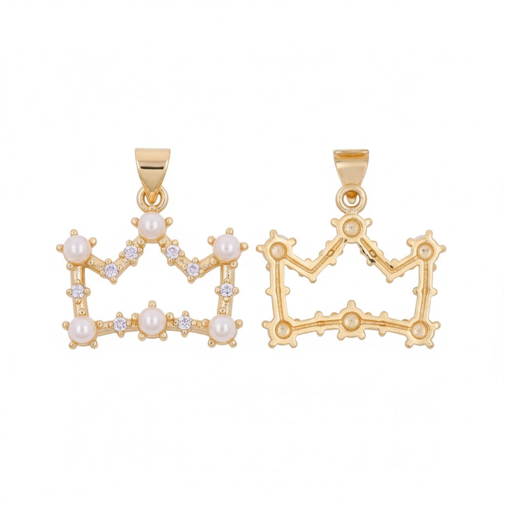 DIJE CORONA CON CIRCONES Y PERLA