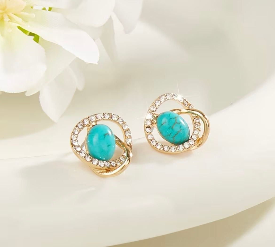 Studs Turquesas y Zirconias
