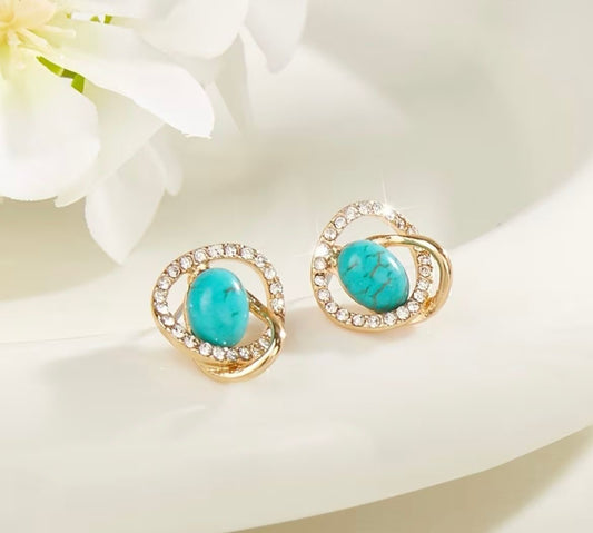 Studs Turquesas y Zirconias
