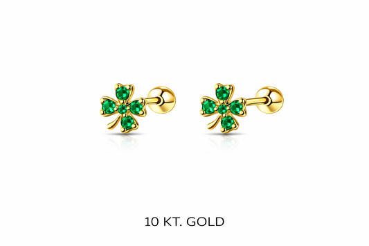 Topito Oro 10K trébol 4 hojas de circones - Piercing
