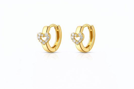 Mini artillera oro 14K corazón con cristales - Piercing