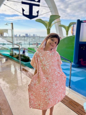 Poncho Microfibra Grandes (7  años +) Peach Flowers