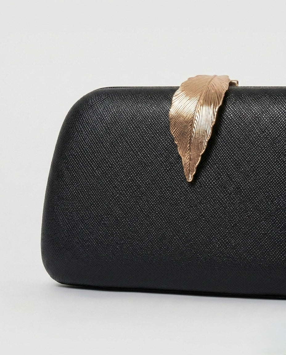 CLUTCH GOLDEN LEAF COLLECTION NEGRO