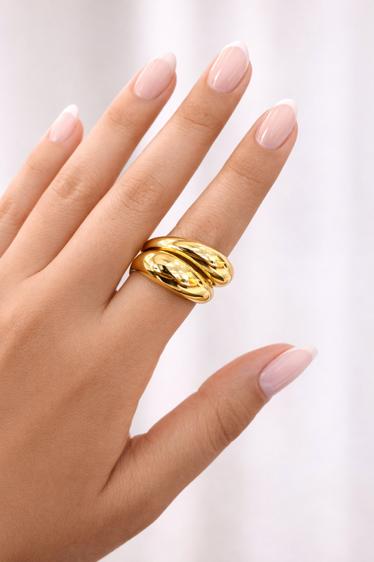 ANILLO BRONCE DOS LINEAS CRUZADO