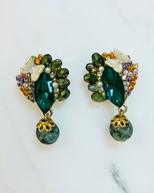 ARETES COLGANTE CON PIEDRA NATURAL