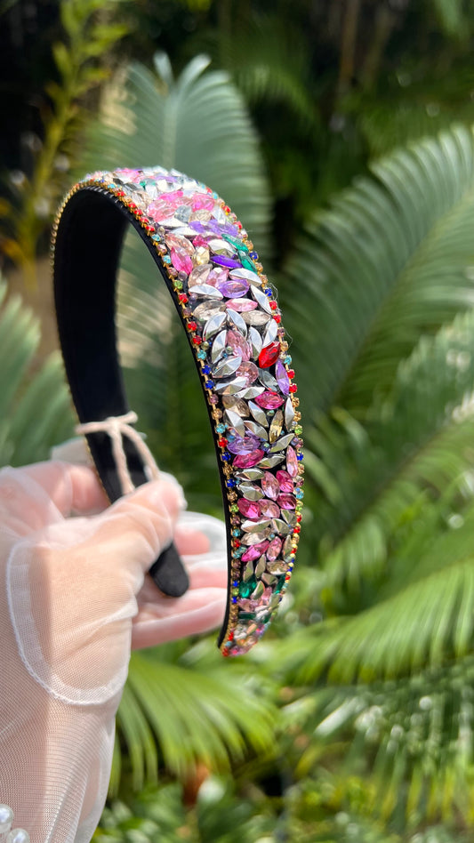 Diadema delgada multicolor brillante 02225