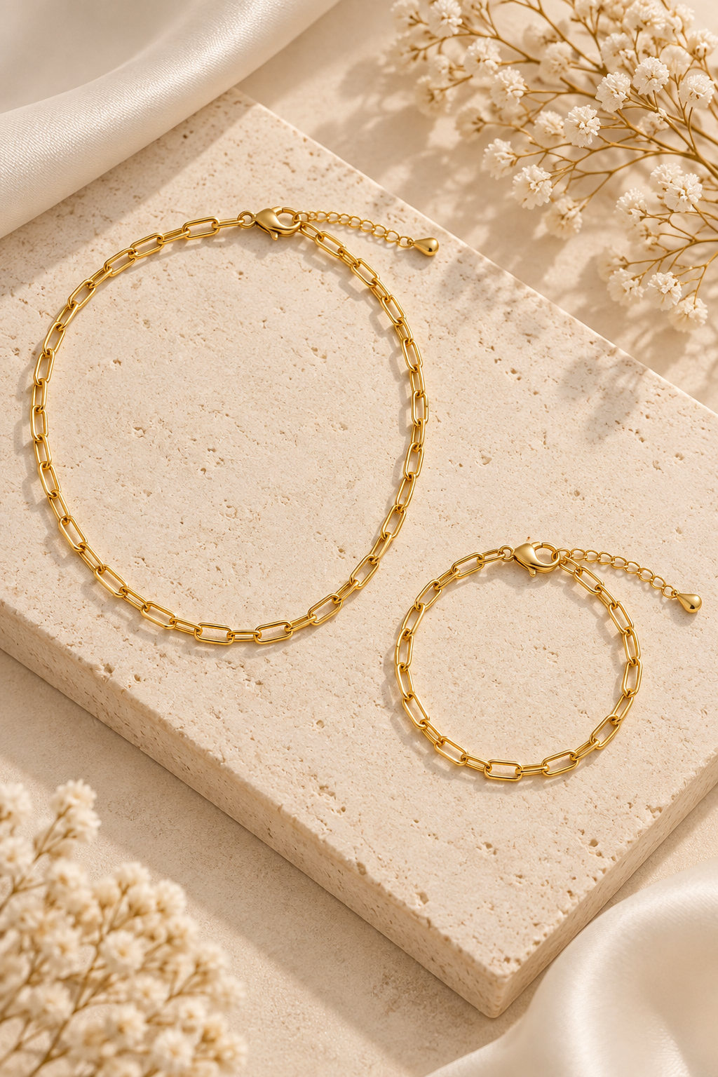 Set de cadena y pulsera paper clip