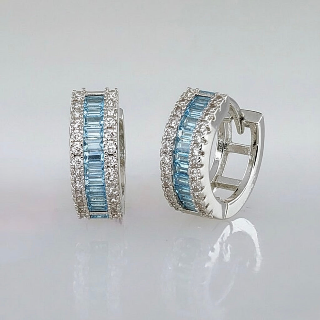 ARETES HUGGIES PLATA 925 CON RODIO MJ65