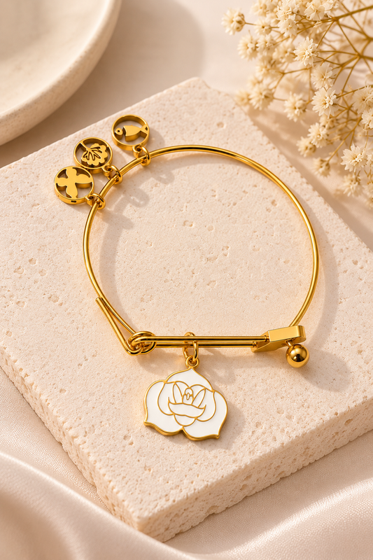 FLOR DEL ESPIRITU SANTO PULSERA DORADA