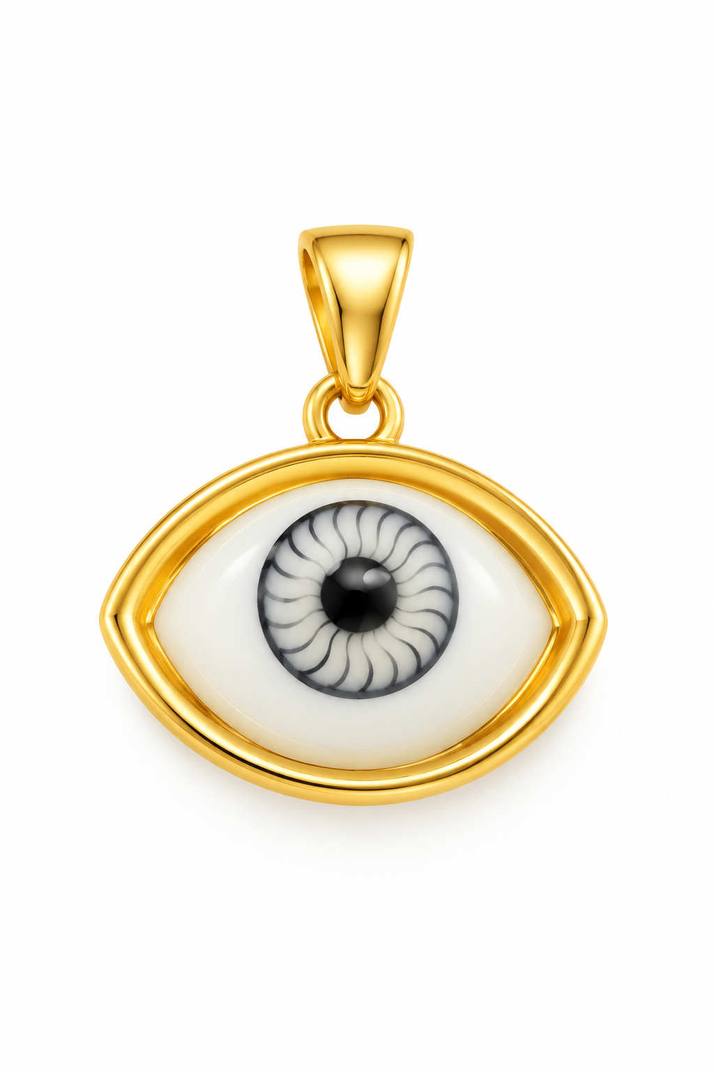 DIJE CON DISEÑO DE OJO Y BORDE DORADO