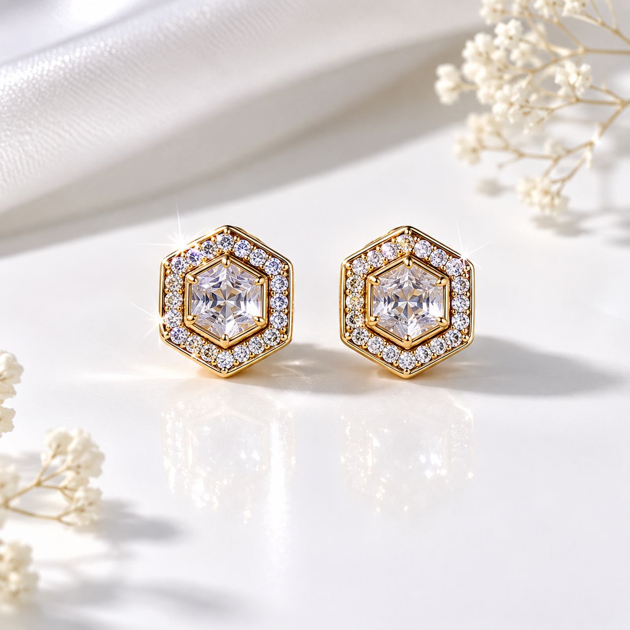 Hexa Studs - Acero y Rodio