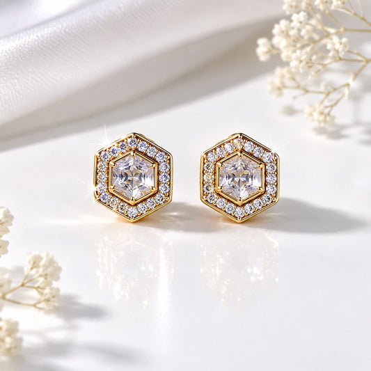 Hexa Studs - Acero y Rodio