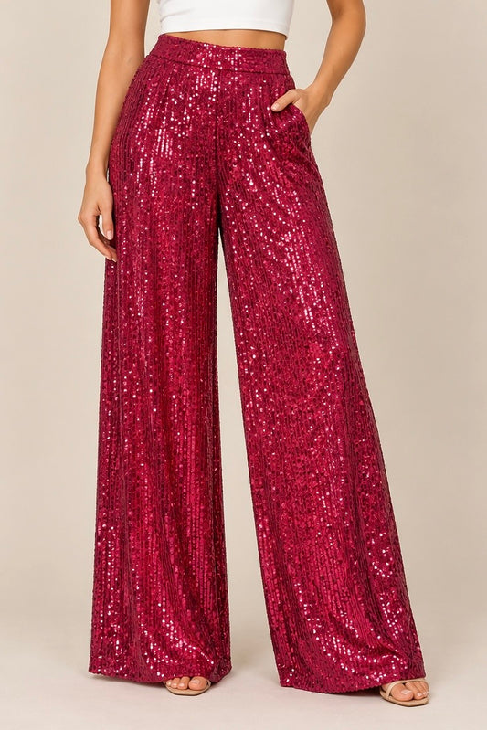 PANTALON DE LENTEJUELAS FUCSIA
