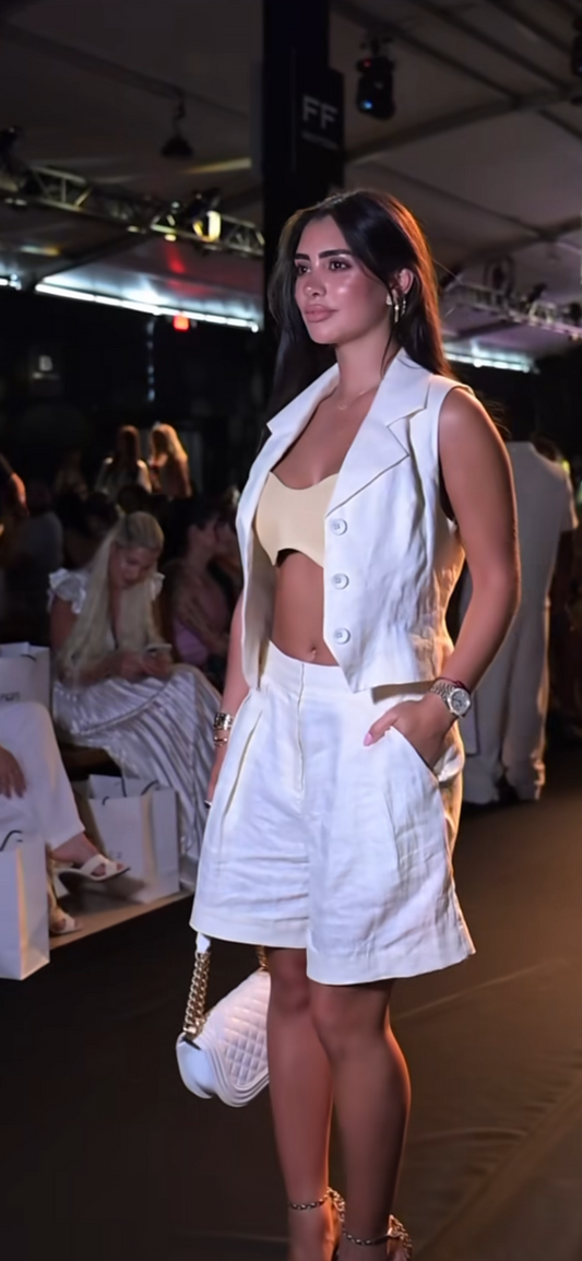 Set short en Lino blanco