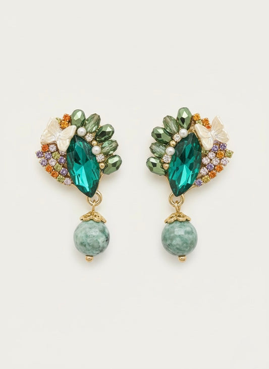 ARETES COLGANTE CON PIEDRA NATURAL