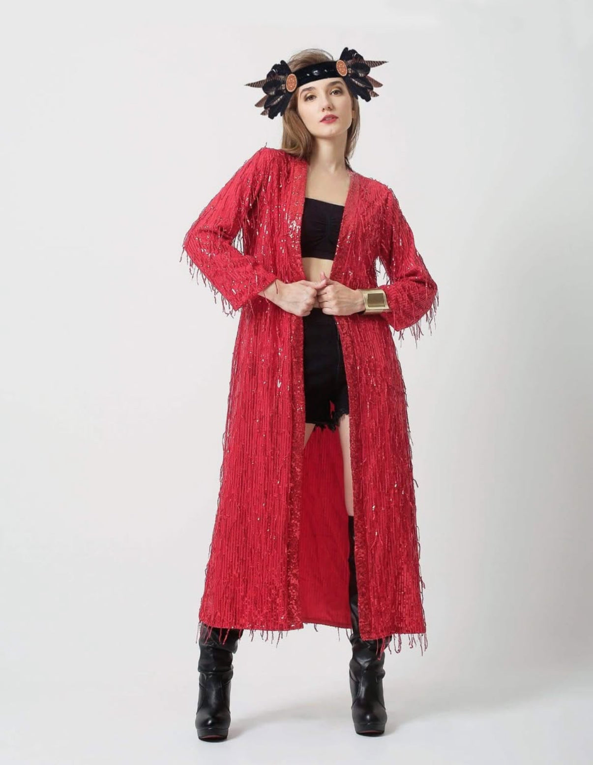 Red Sequin Kimono