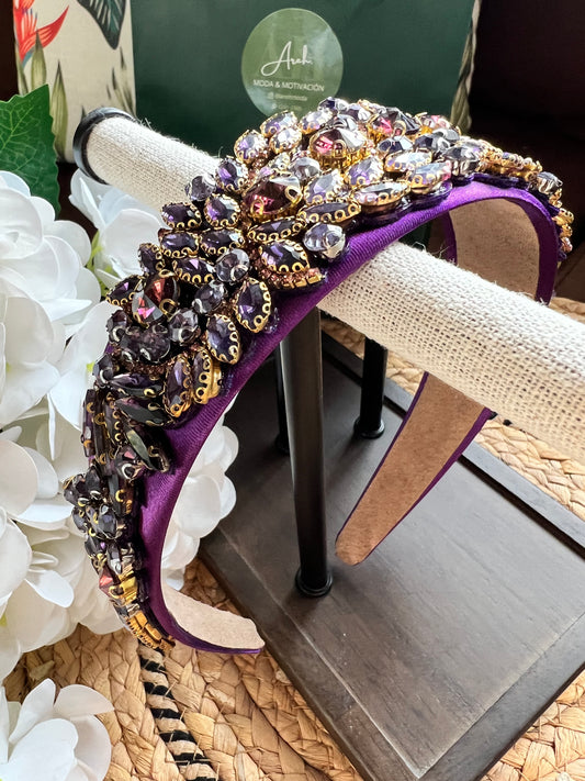 Diadema ancha vintage con piedras 03818