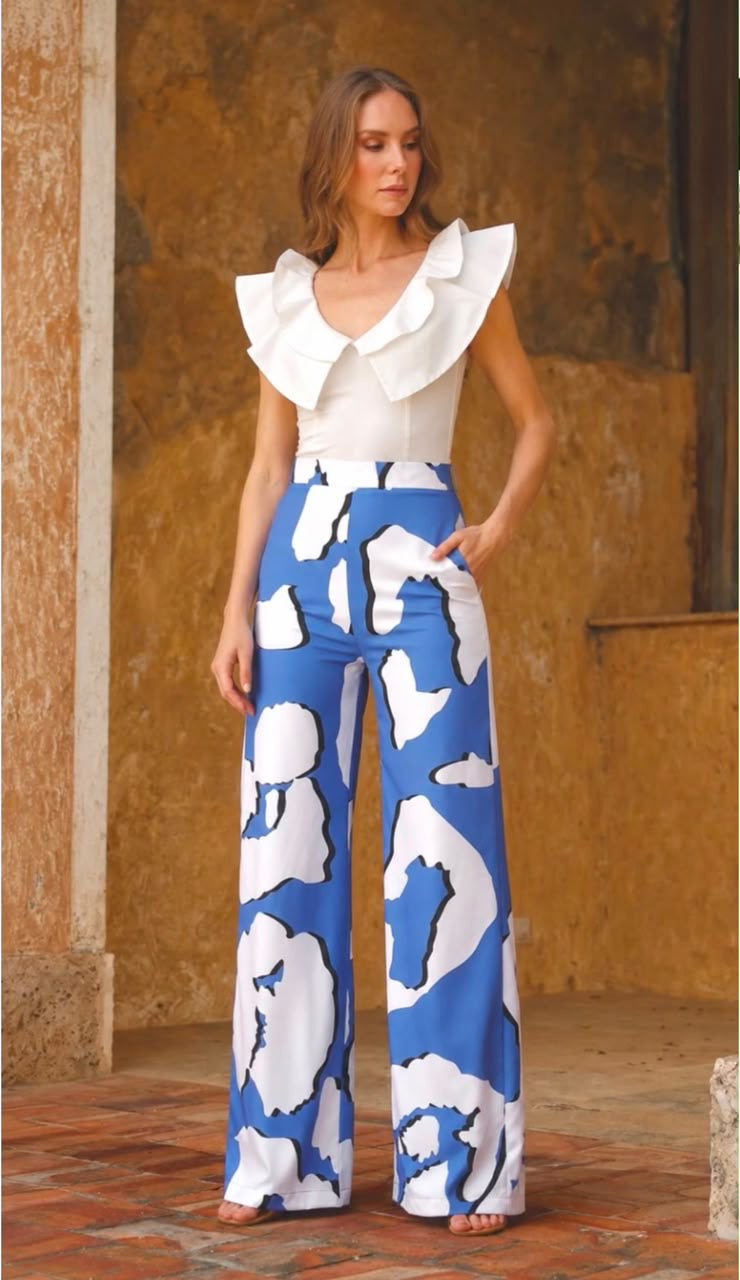 PANTALON AZUL CON BLANCO