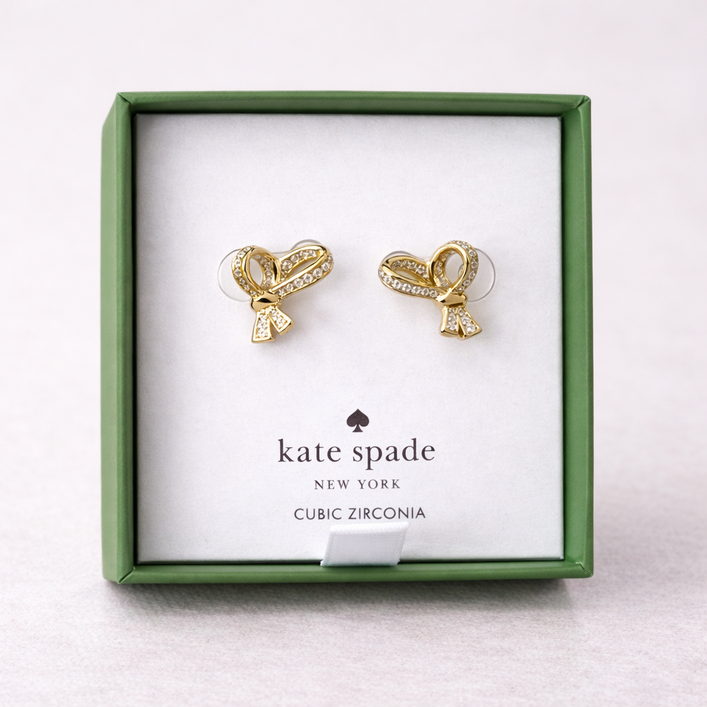 KATE SPADE All Tied Up Bow Stud Earrings in Gold