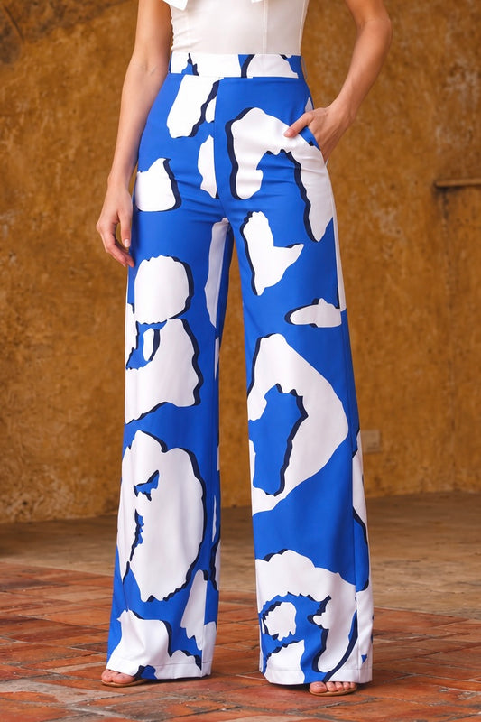 PANTALON AZUL CON BLANCO
