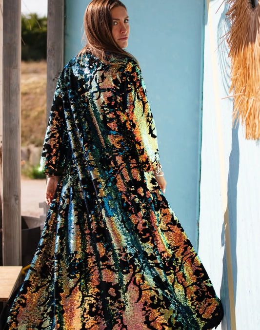 Velvet Sequin Kimono Iridescent