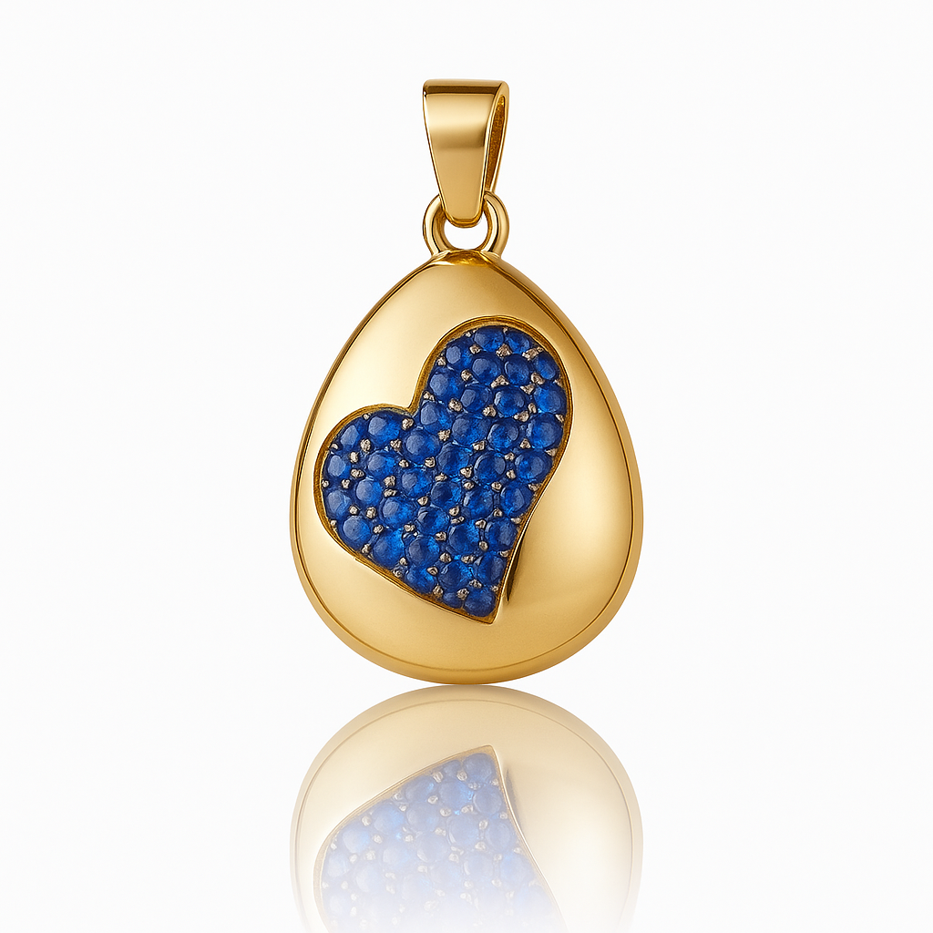 DIJE EN FORMA DE GOTA CON CORAZON EN MEDIO