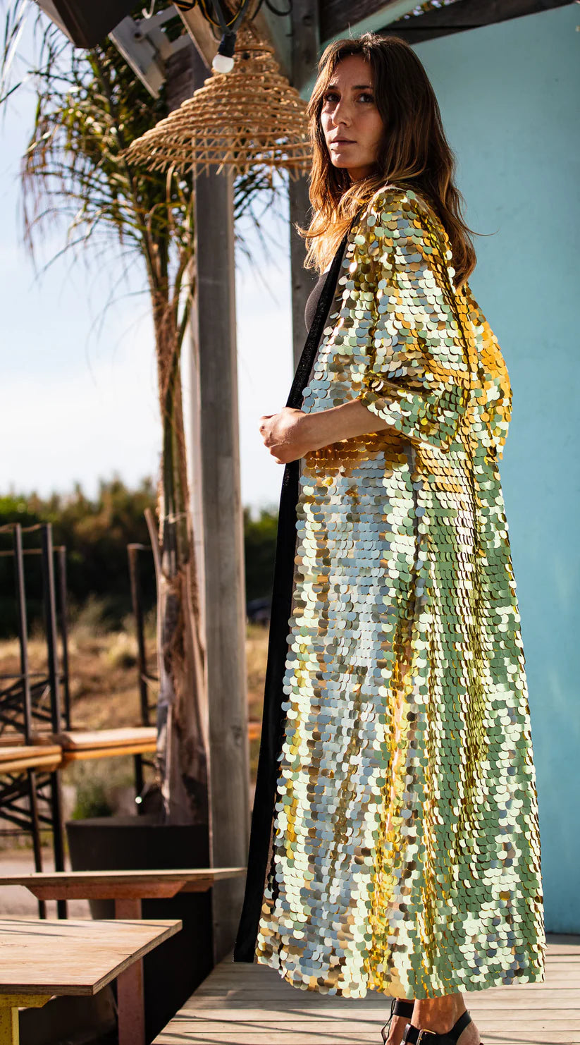 Gold Sequin Kimono