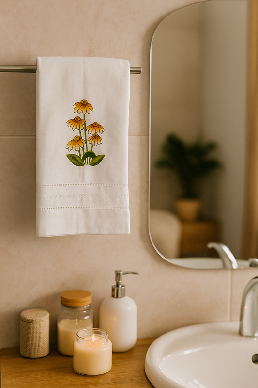 Toallas decorativas para baños pintadas a mano
