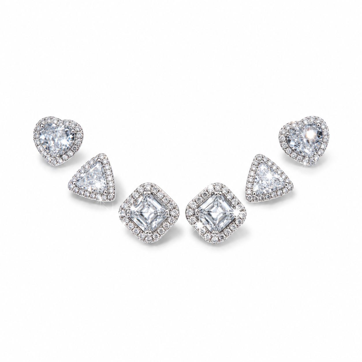 Trio Diamond Studs - Acero y Rodio