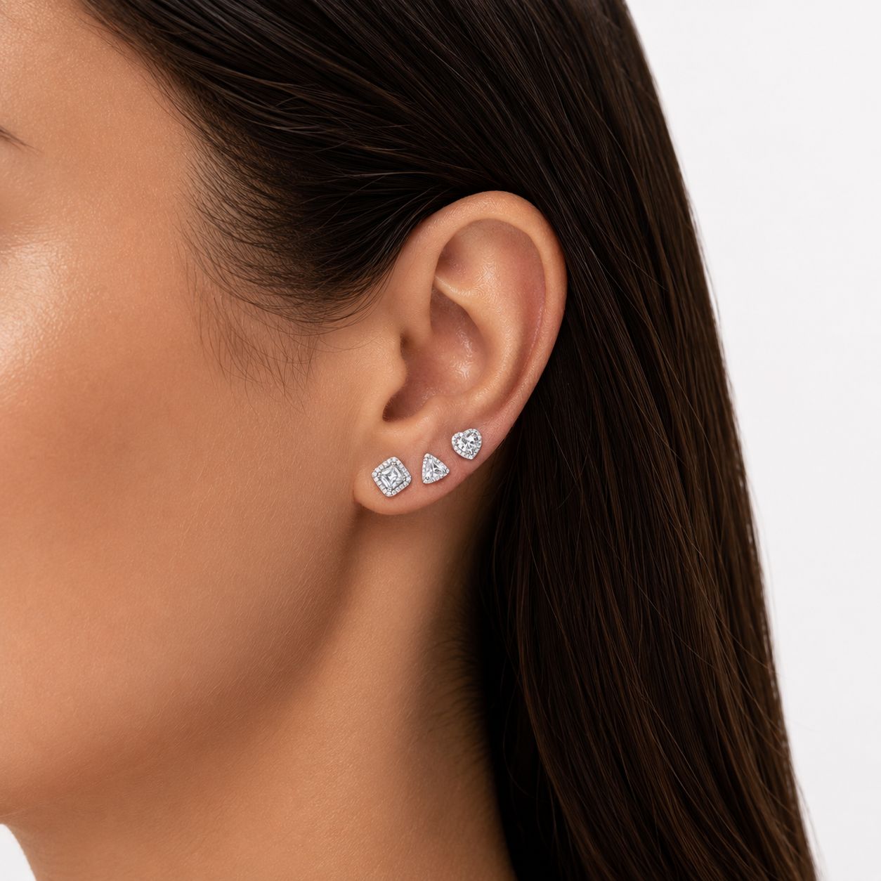 Trio Diamond Studs - Acero y Rodio