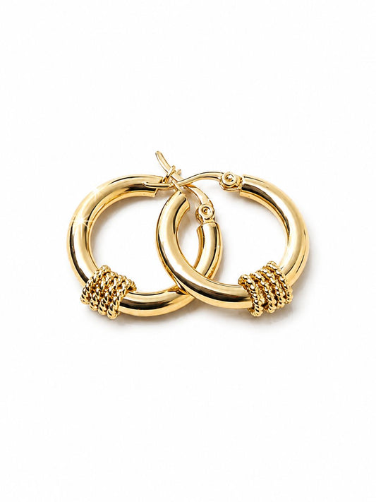 ARGOLLAS MEDIANAS - ACERO INOXIDABLE CON BAÑO DE ORO DE 18K