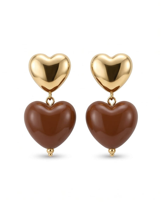 Aretes corazón cacao