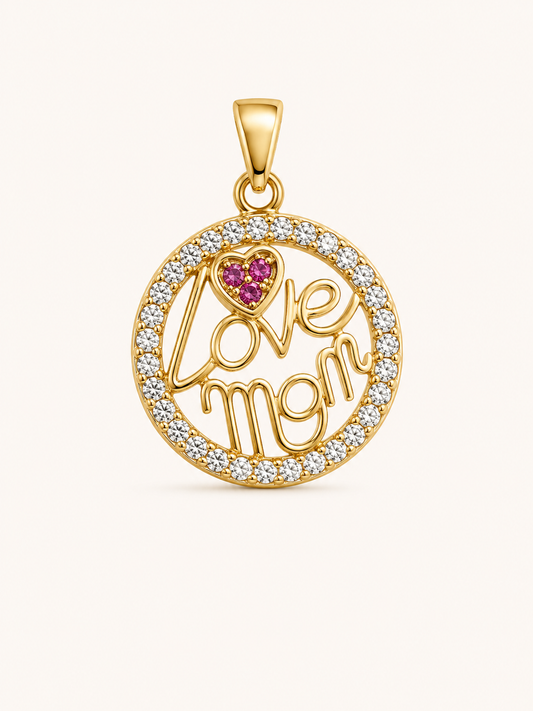 Dije circular love mom corazón con circones