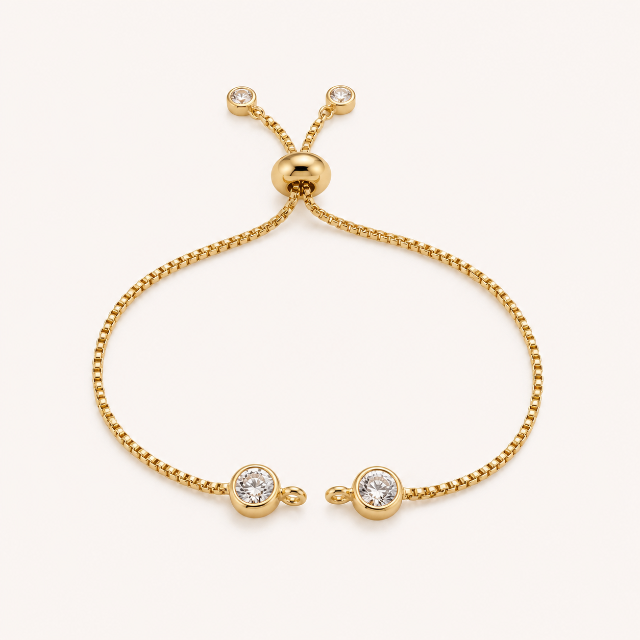 Pulsera ajustable dorada extremo de cristal