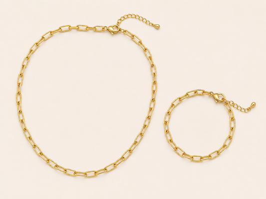 Set de cadena y pulsera paper clip