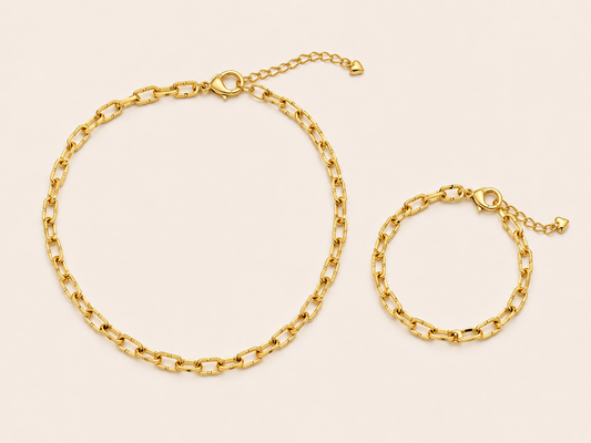 Set de cadena con pulsera redonda grande