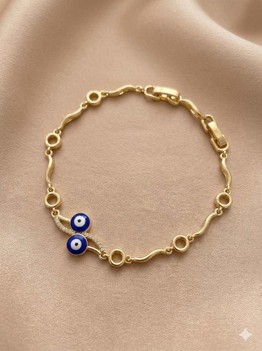 Pulsera ojito turco - acero y rodio