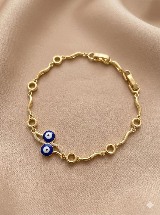Pulsera ojito turco - acero y rodio