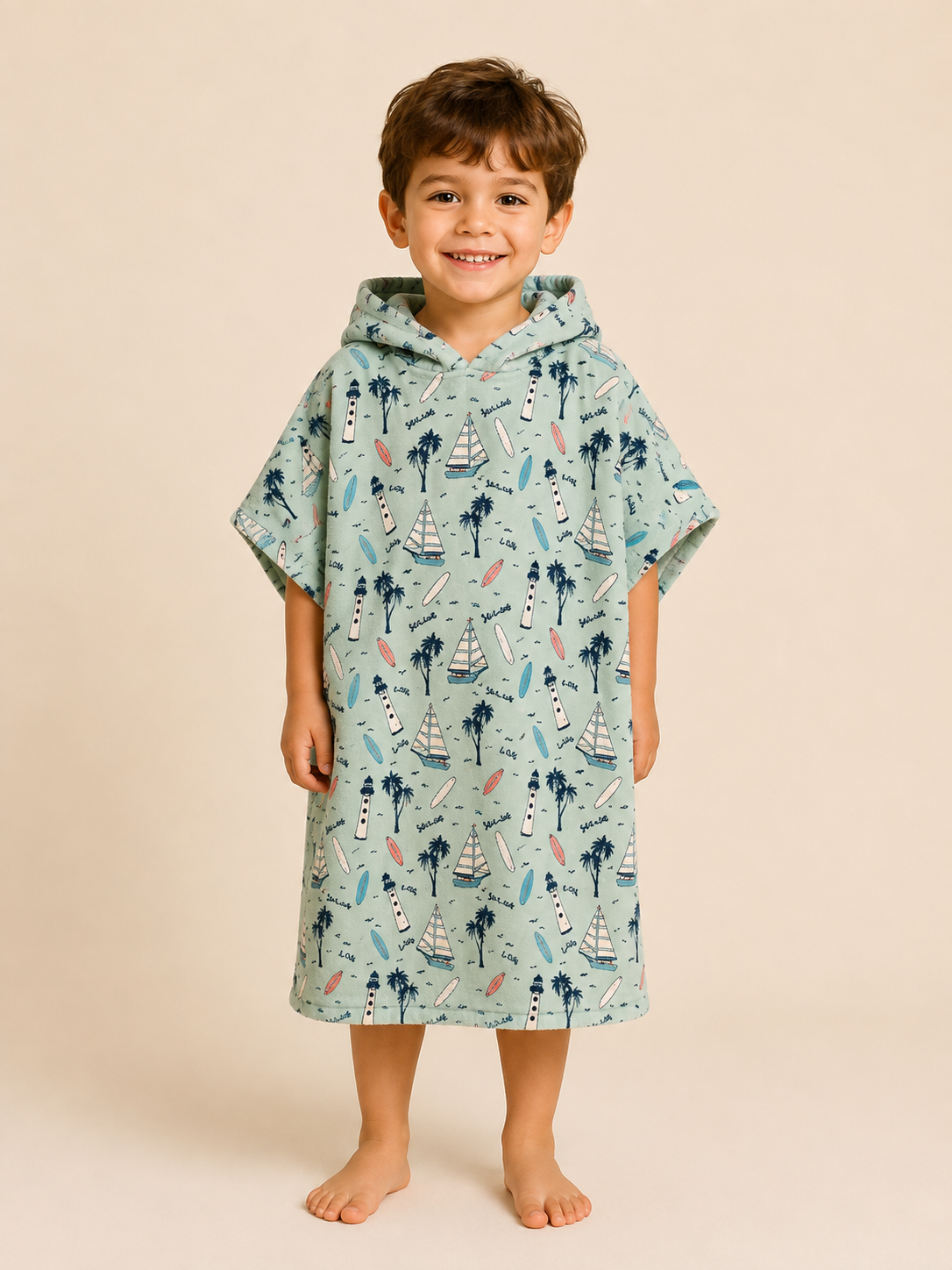 Poncho Microfibra (2-7 años) Surf Celeste