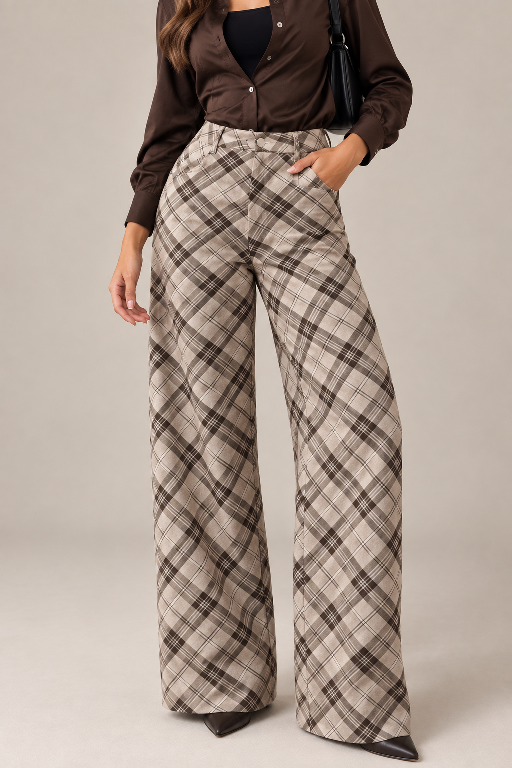 Pantalon cuadros marron