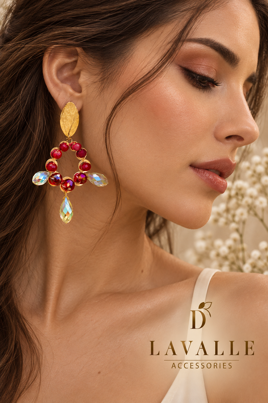 Aretes en cristales rojo
