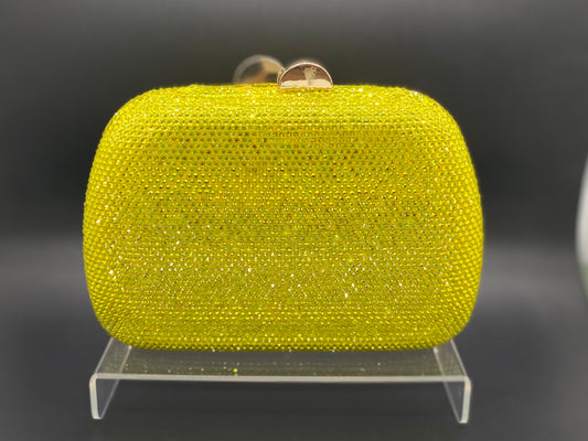 CARTERA DE NOCHE AMARILLA FULL CRISTALES