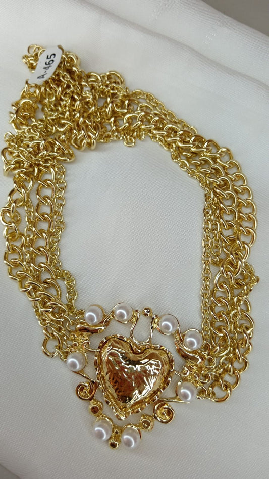 COLLAR 4 VUELTAS CENTRO CORAZON PERLA
