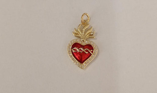 DIJE CORAZON DE CRISTAL  Y FORMA ADN EN CENTRO