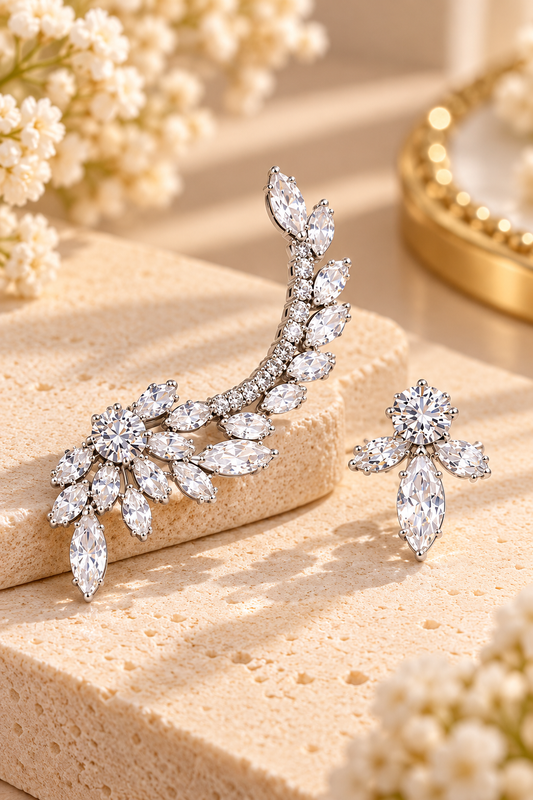 Set de Aretes Asimétricos Crystal Bloom